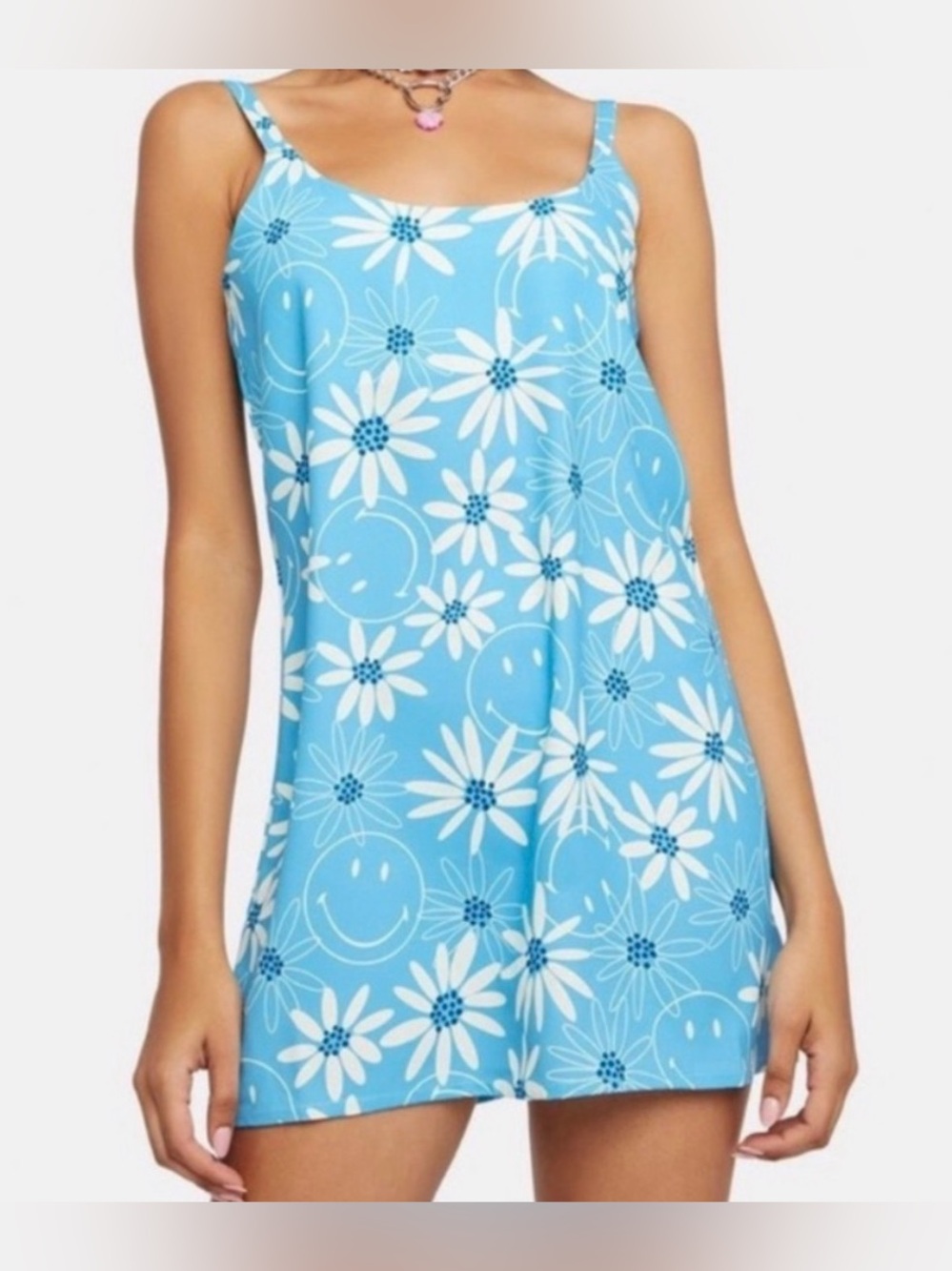 BSR by Samii Ryan x SMILEY Modern Smiley Daisy blue y2k 90s style Sundress L